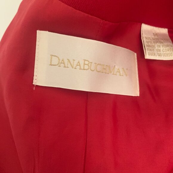 VTG 80s Dana Buchman Red Wool Double Breasted Blazer Jacket Plus Size 14 - Picture 13 of 14